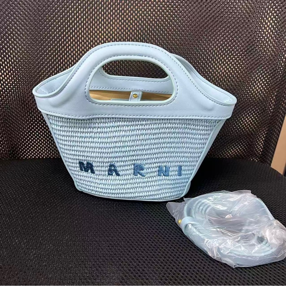 Marni Light Blue Woven Tote
